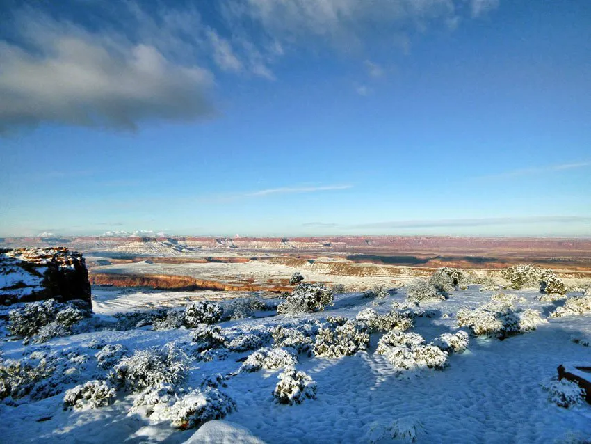 The snowy high country at Canyonlands National Park.