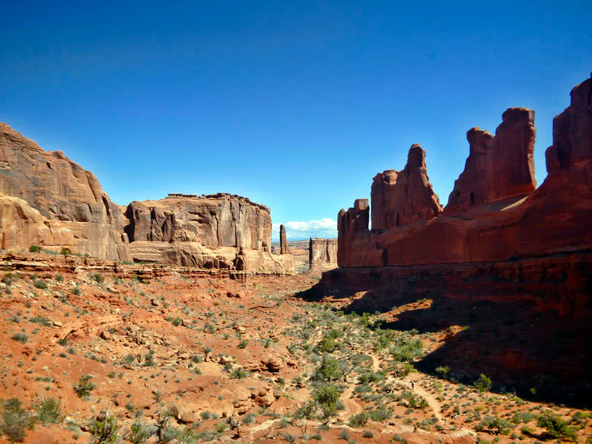 Desert formations in Arches National Park.