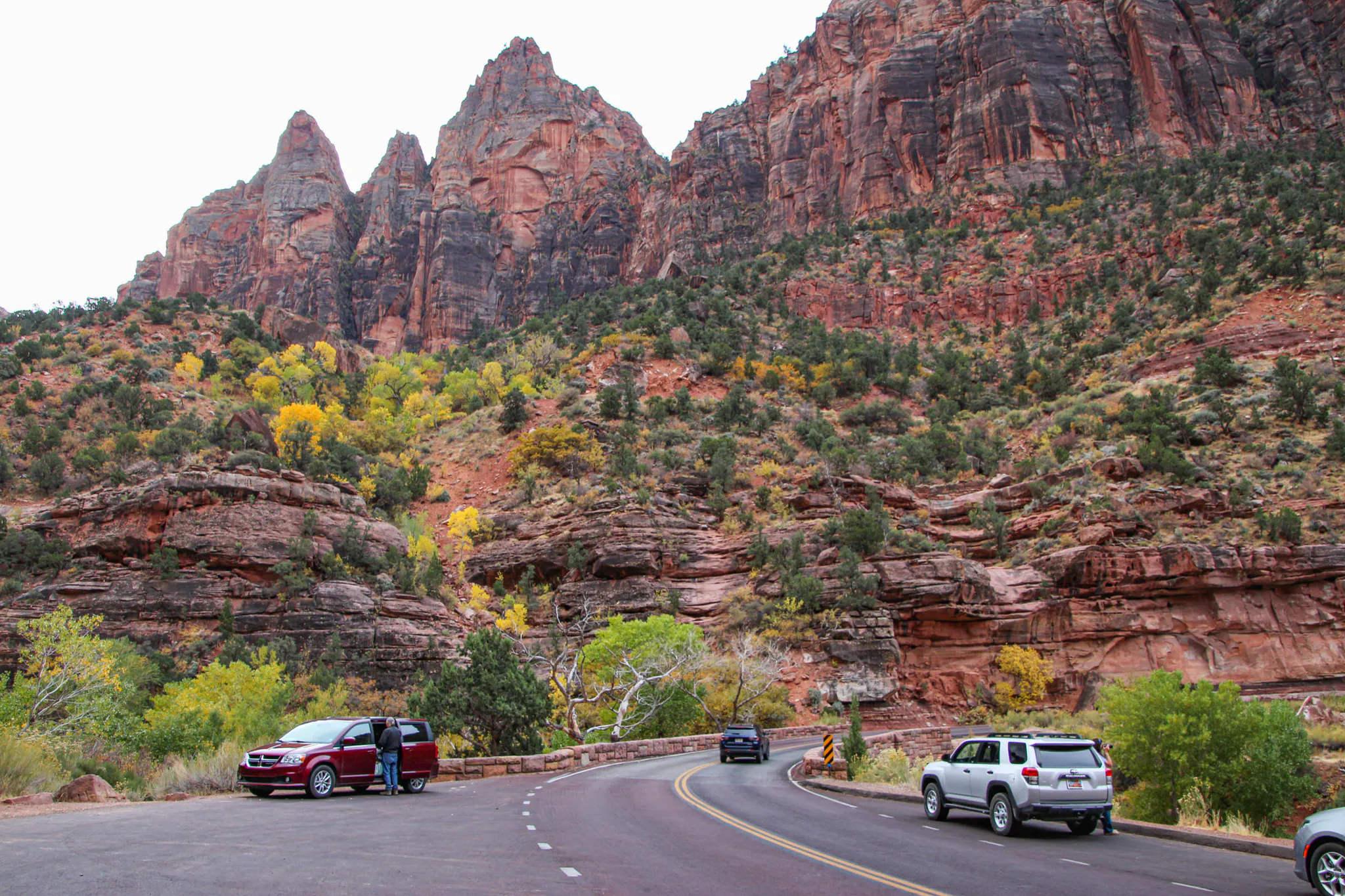 The highway near the east entrance of Zion National Park.