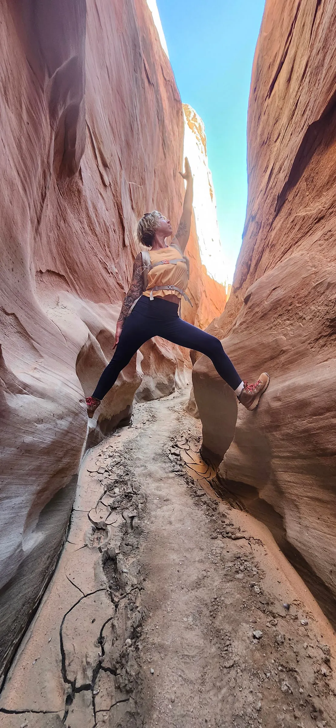 A hiker in a slot canyon, Grand Staircase-Escalante