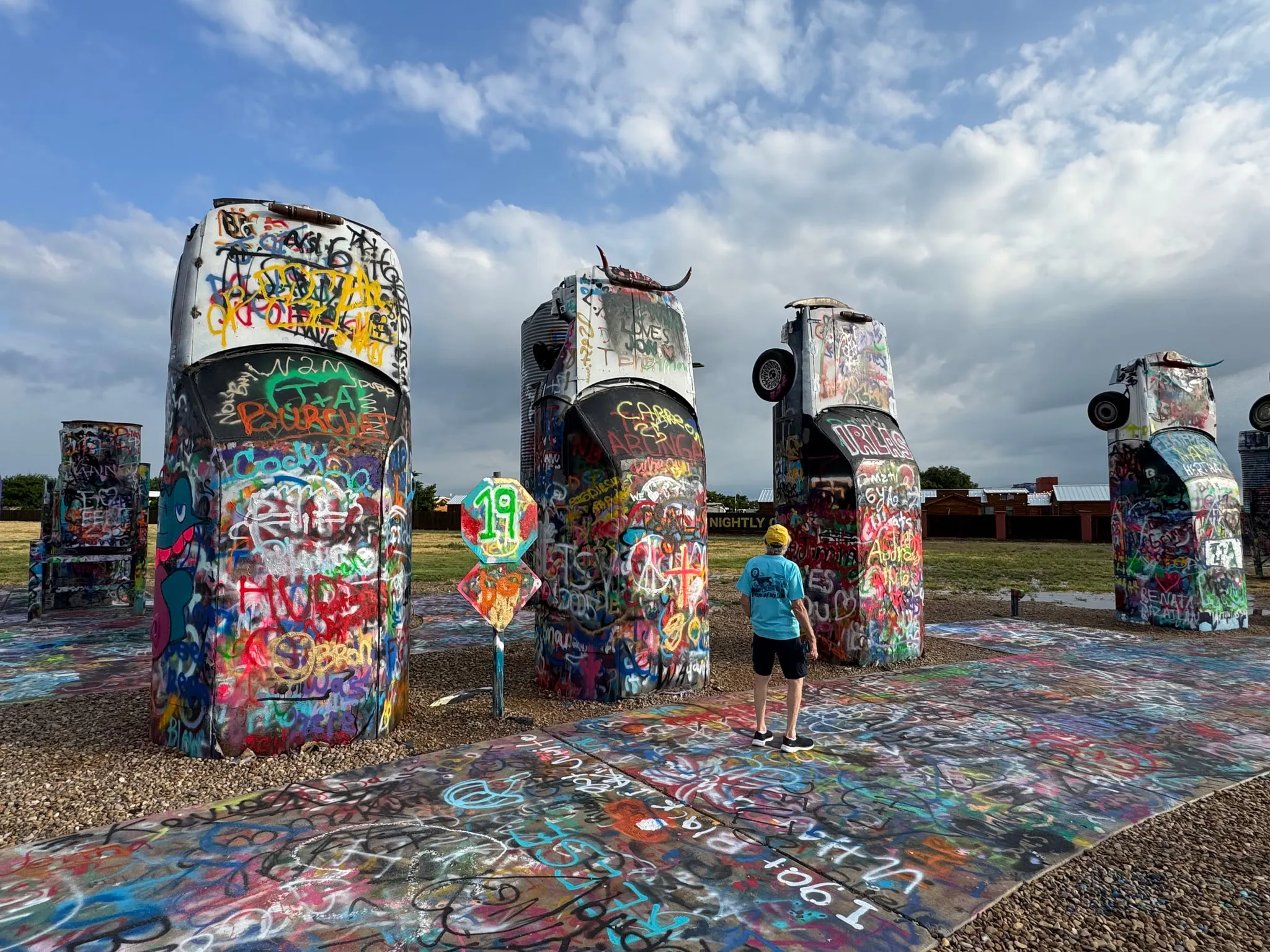 Spray-painted cars at Cadillac Ranch